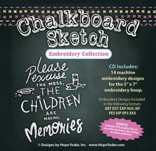 Chalkboard Sketch Embroidery Collection Chalkboard Sketch Embroidery Collection