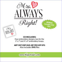 Mr Right & Mrs Always Right Embroidery CD with SVG Files - More Details Mr Right & Mrs Always Right Embroidery CD with SVG Files - More Details