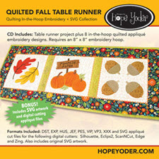 Quilted Fall Table Runner Embroidery CD with SVG Files - More Details Quilted Fall Table Runner Embroidery CD with SVG Files - More Details